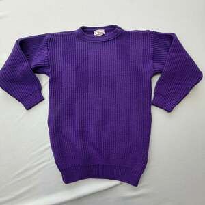 Vintage Irene Charles Made in USA Purple Chunky Ribbed Knit Crewneck Sweater